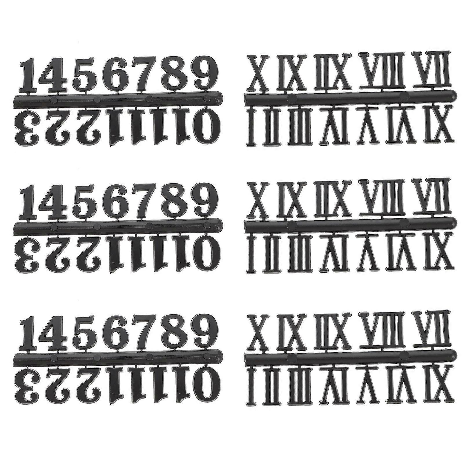 6pcs Clock Numerals Replacement DIY Roman & Arabic Numbers for Bell Clocks – Easy Install, Classic Colors for Personal Use
