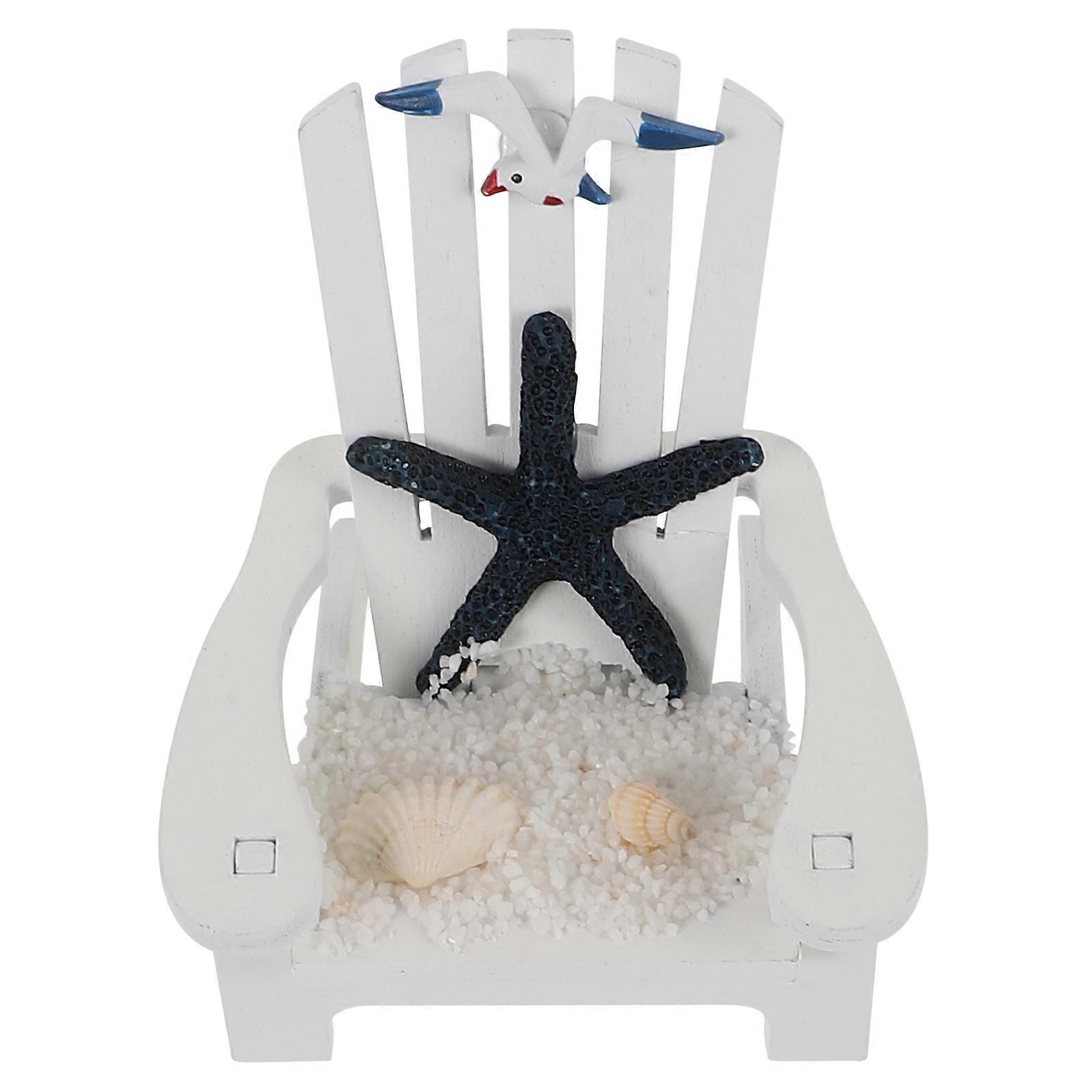 Seaside Ornaments Mini Wooden Chair Ornament Home Decor Item Bookshelf Display Shell Material 1Set