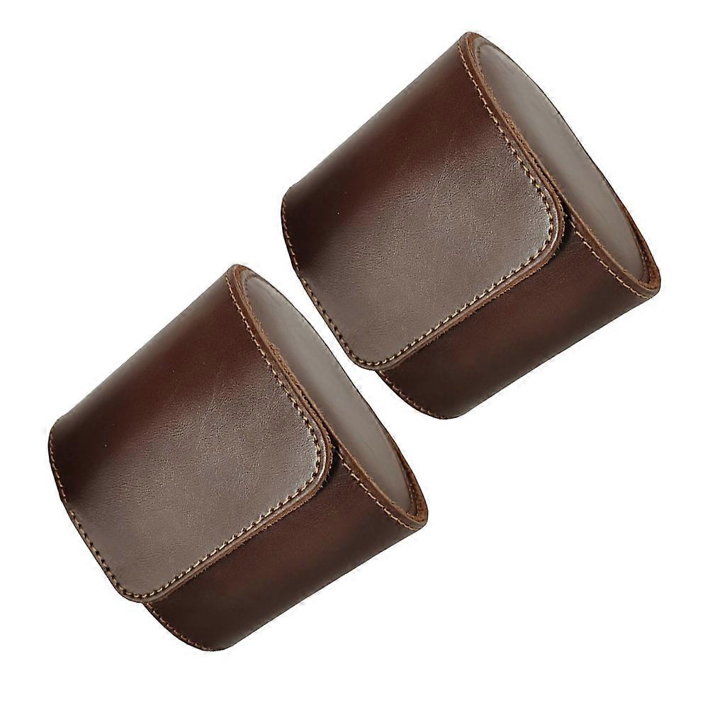 Portable Watch Display Case for Storage Use Made of Brown Elegant Vintage Style 2 Pcs