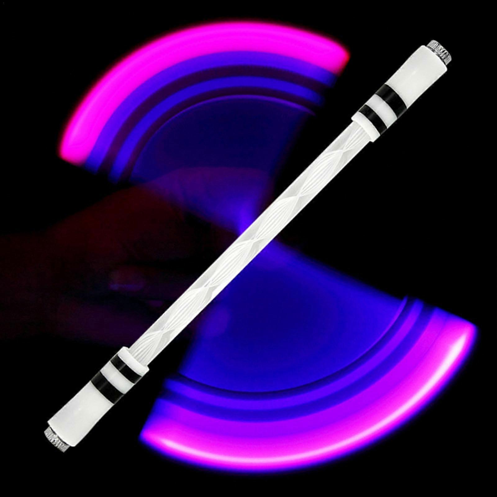 Rotating Fidget Pen With LED Light - Fingertip Spinner, Shatterproof Acrylic, White, For Girls Adults Students