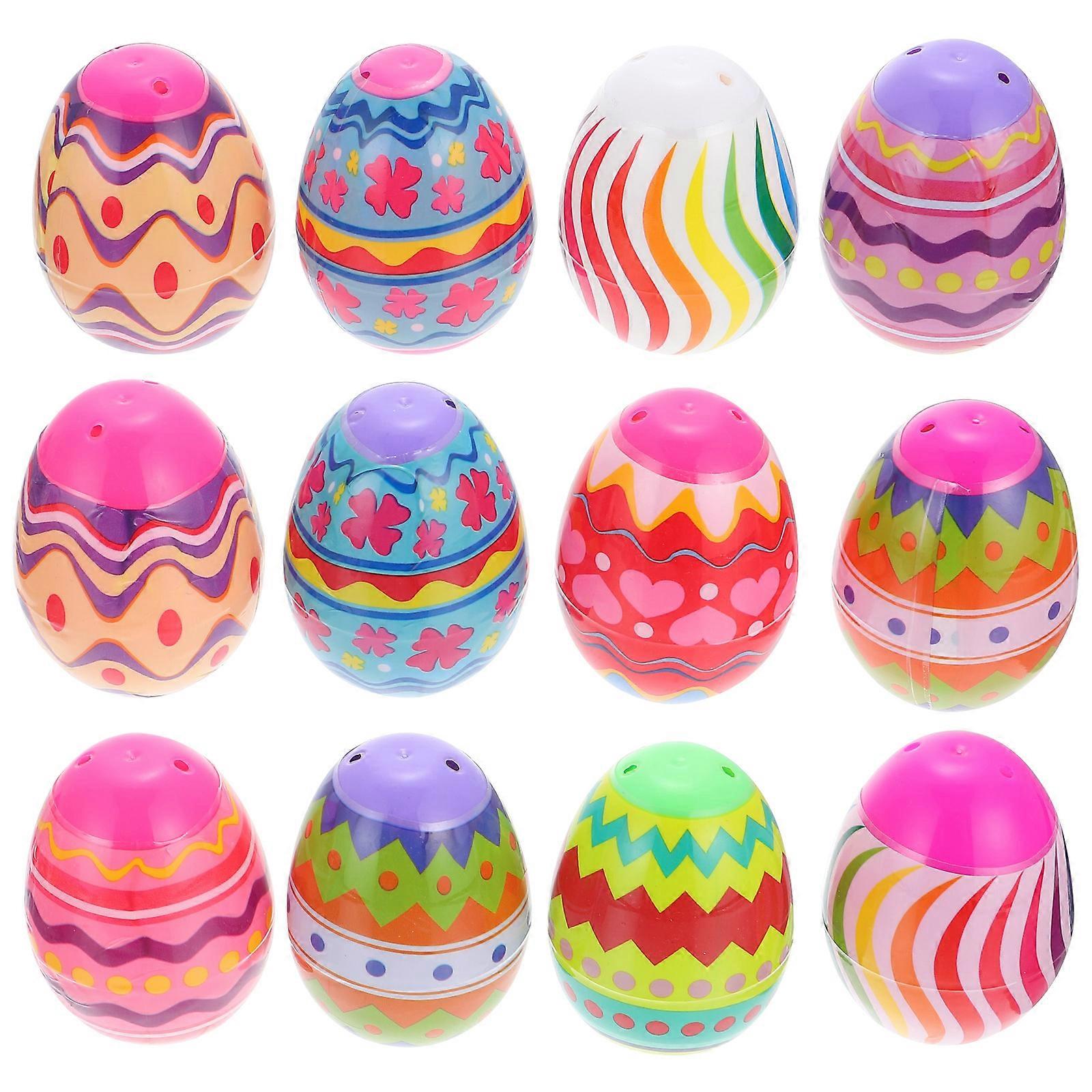 Wrapping Eggs Plastic Easter Eggs Rabbit Twisting Eggs Children's Egg Playthings Home Decoration Assorted Color 6.5X5CM Decorative 12Pcs