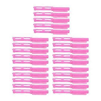 25pcs Cabelo Perm Hastes Oco Out Alisamento Dentes Estilo de Cabelo Curling Rod Set para Salão de Beleza Barbeiro PinkYMMR)
