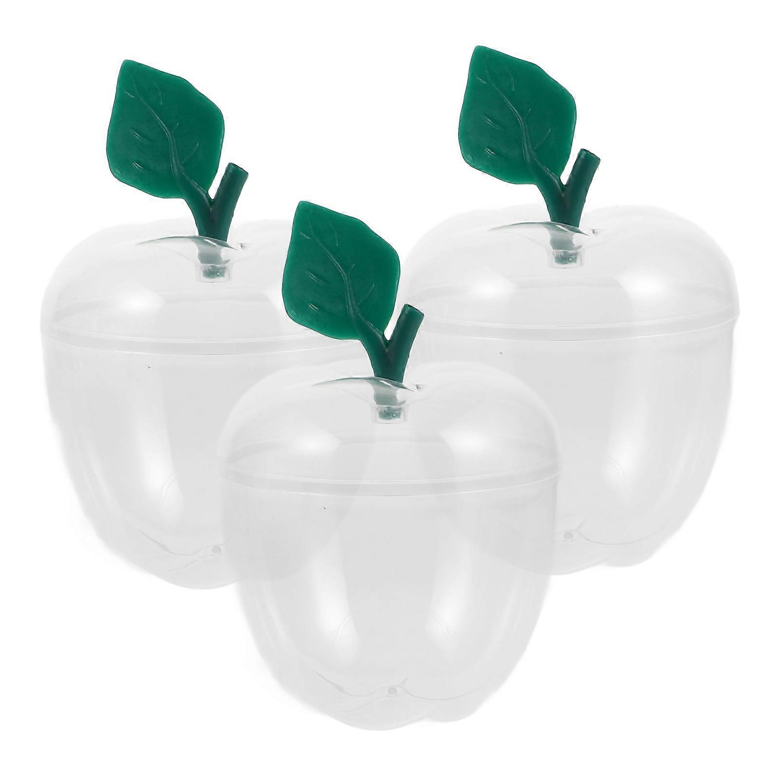 Plastic Candy Jar With Lid Christmas Theme Decorative Storage For Dried Fruit And Cookies 3Pcs