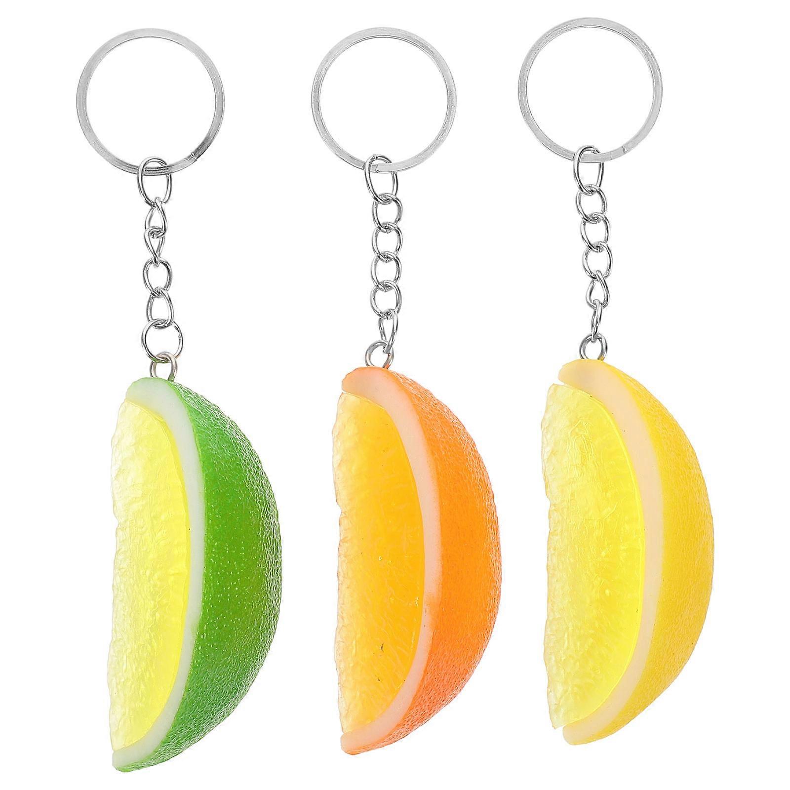 3PCS Artificial Lemon Keychain, Cute Fruit Model Keyring for Bags or Backpacks, Lightweight Decorative Charm for Travel & Daily Use, Easy to Clean &