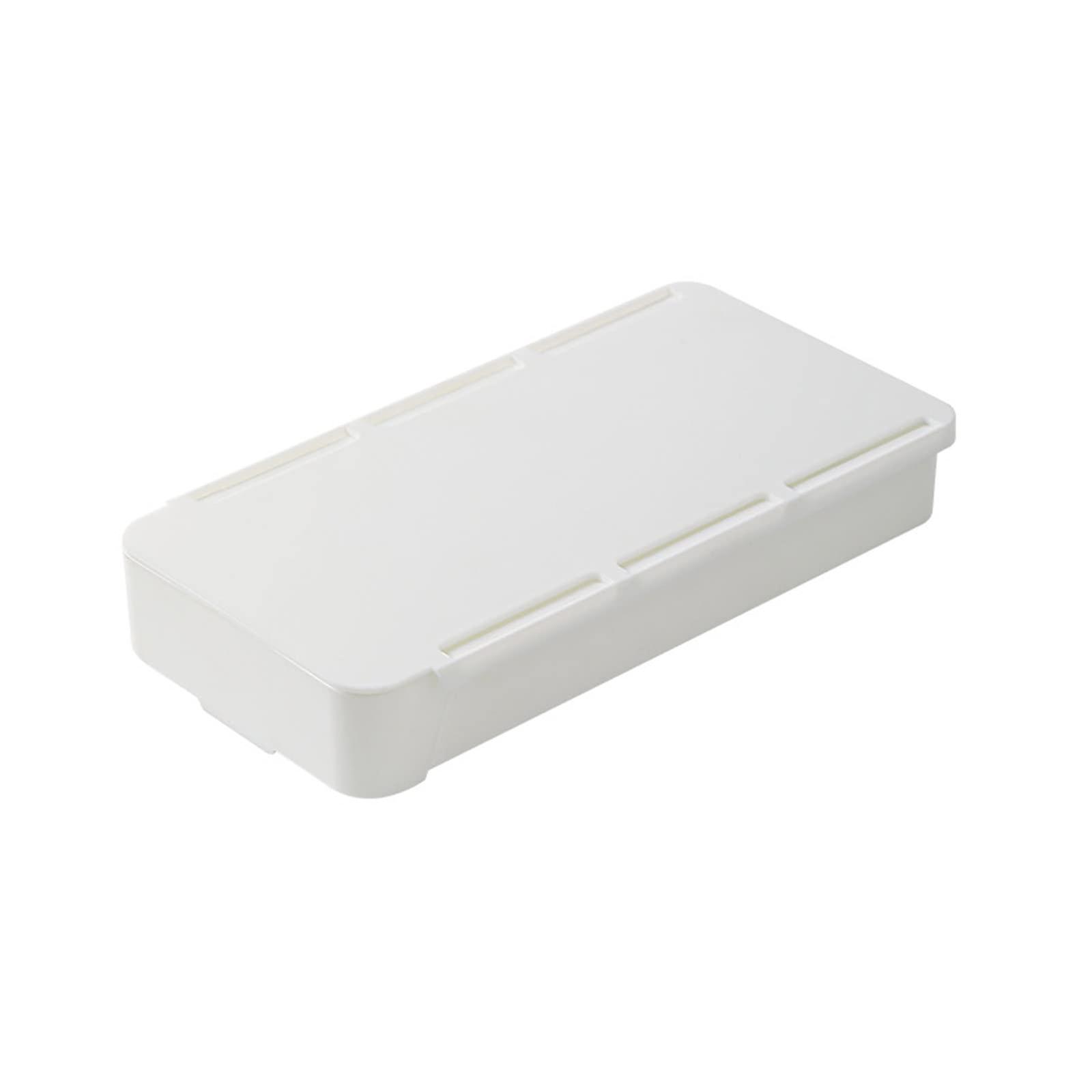 Invisible Drawer Storage Box with Lid, Extendable Under Desk Storage Drawer for Home Office, Table, Cosmetics, 16x6x4 Inches