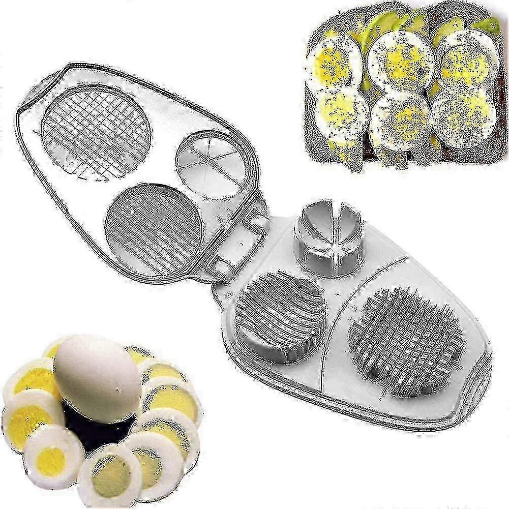3-in-1 Stainless Steel Manual Egg Cutter - Versatile Egg Slicer for Hard Boiled Eggs & Perfect Breakfast Preparation