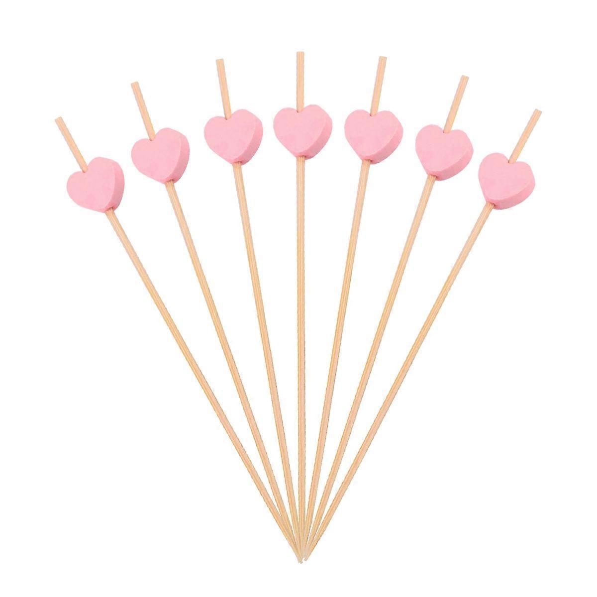 Food Appetizer Picks Creative Handmade Pink 12 Cm Bamboo 100 Pcs