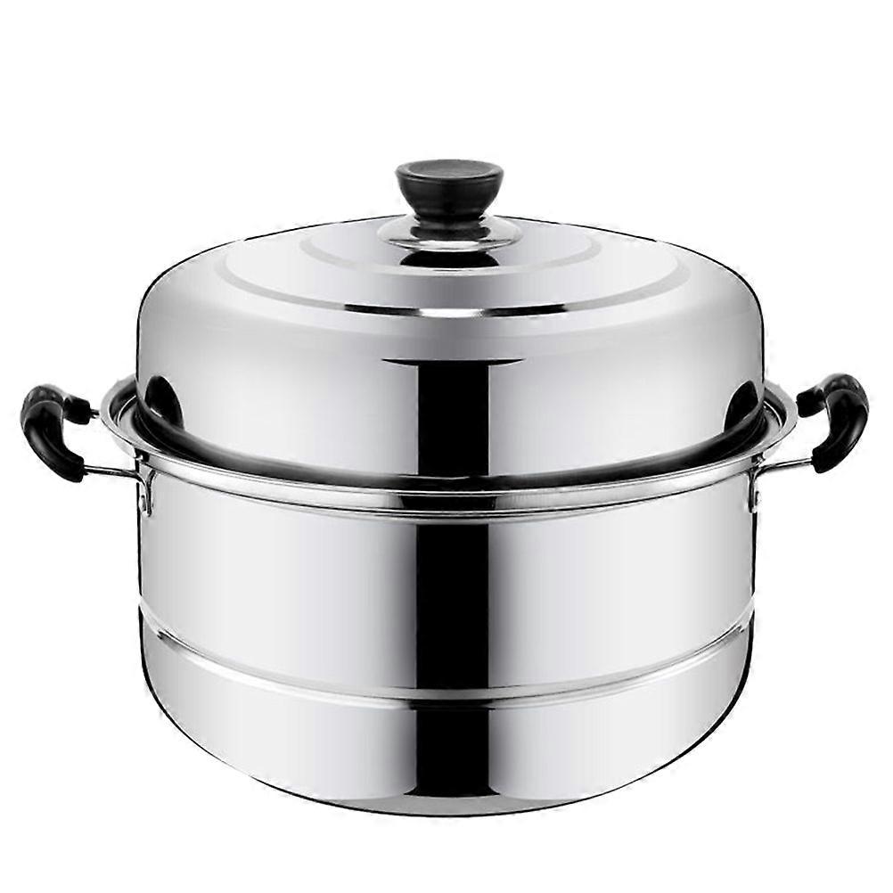 Cooking Steamer Pot Stainless Steel Household Users Double Handle Design 32X32X25CM Stackable Food Steamer 1Set
