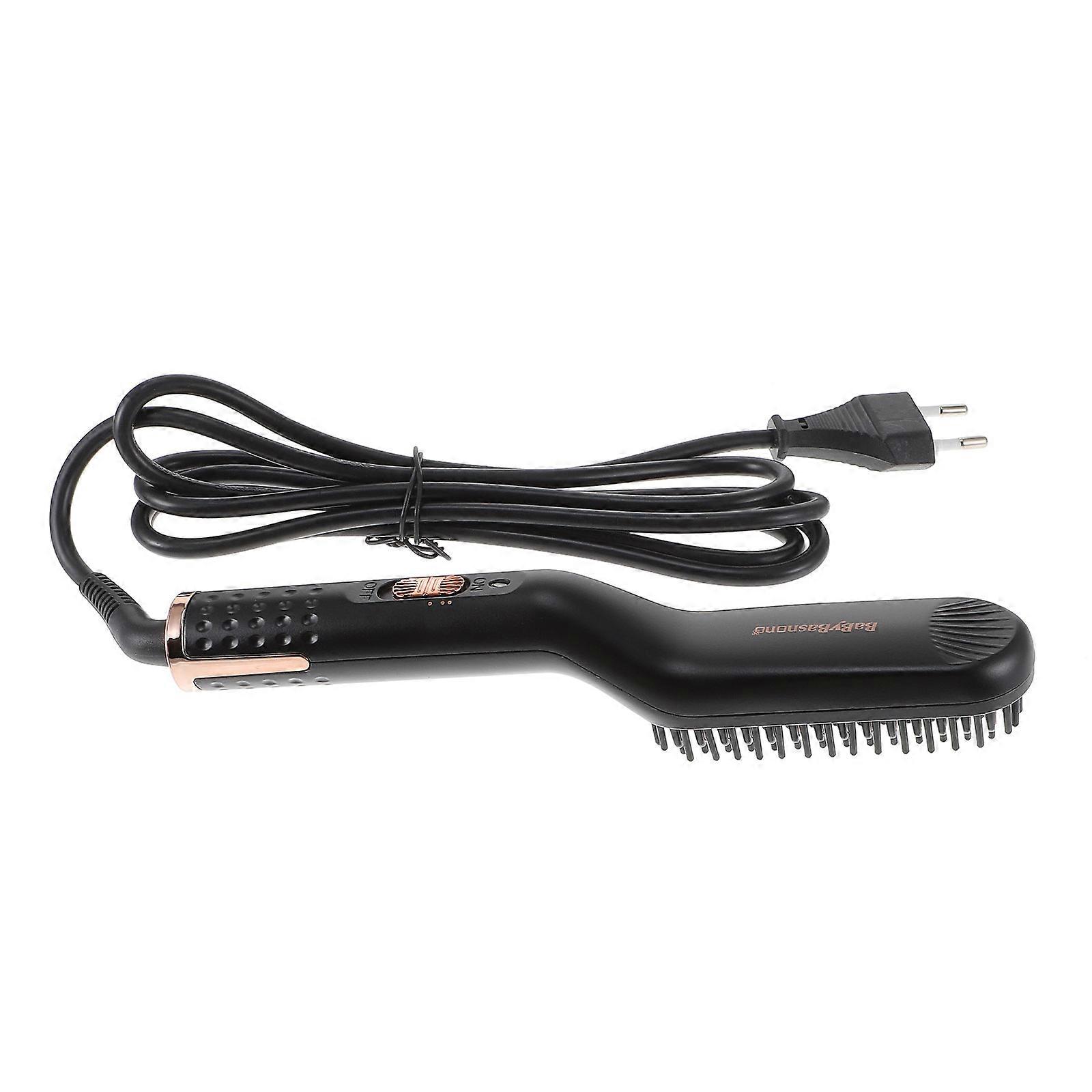 Portable Hair Straightener Brush Electric Care Comb For Men Daily Use Black 20.50X3.50X3.30cm Straightening Beard 1Set