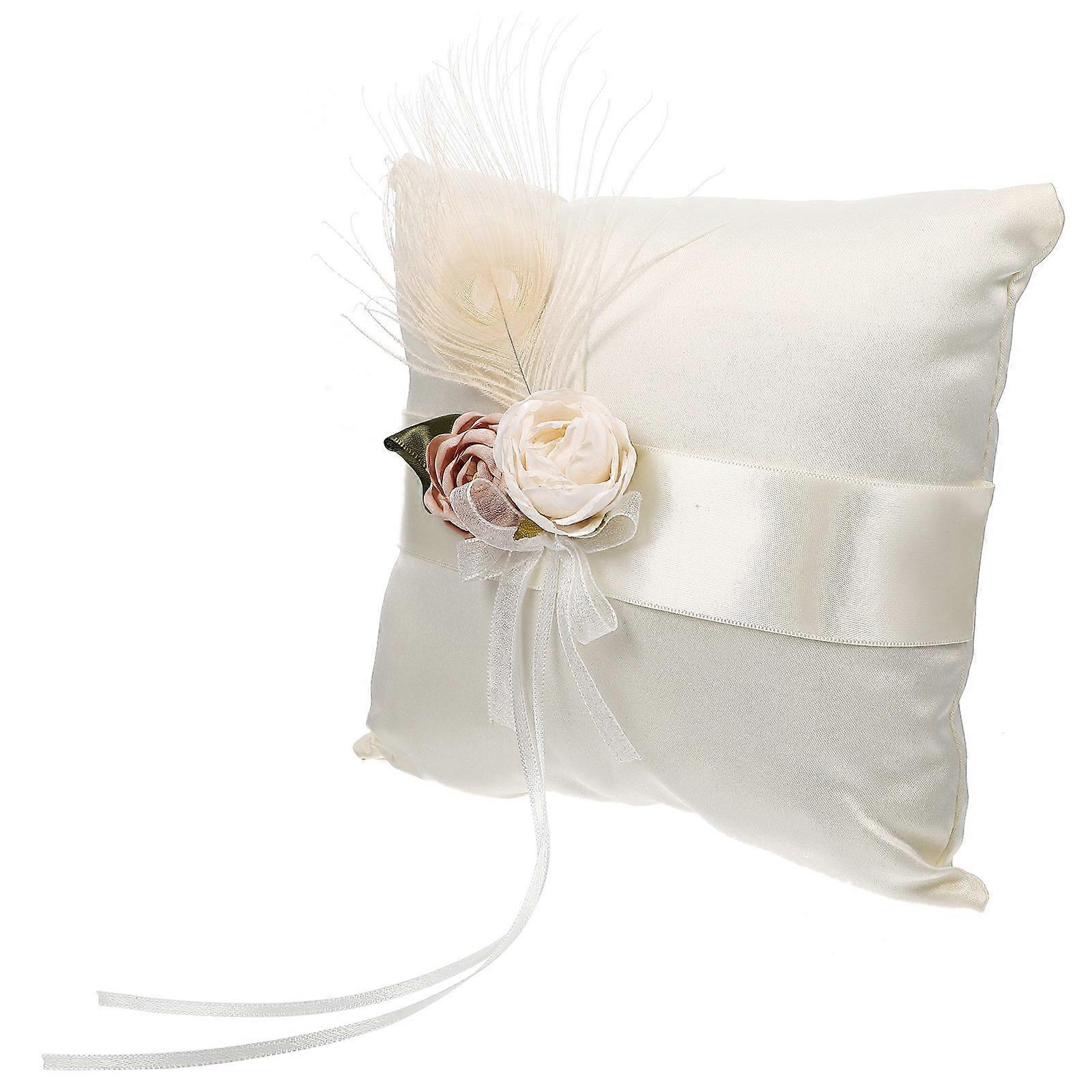 Wedding Rings Pillow Satin Bridal Ring Pillow Romantic Style Soft Satin Ring Cushion 1Set