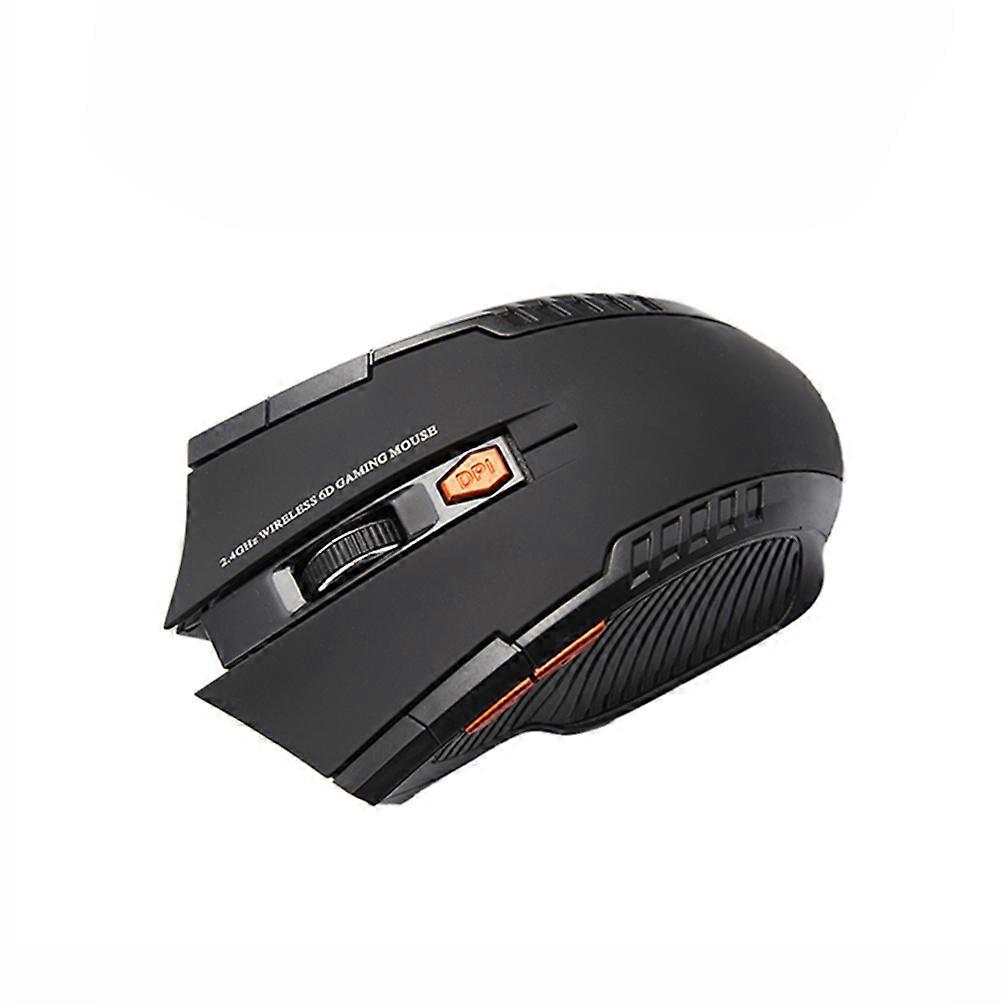 Accessory 2.4GHz Wireless Mouse 6 Buttons USB Optical For Gamers PC Laptop Use Black DPI Control 1Set