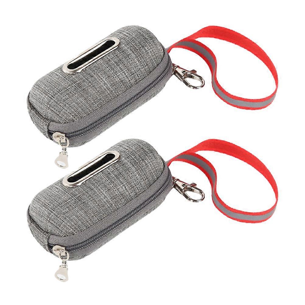 Practical Design Dog Poop Bag Carrier Grey Pet Waste Bag Pouch 2Pcs