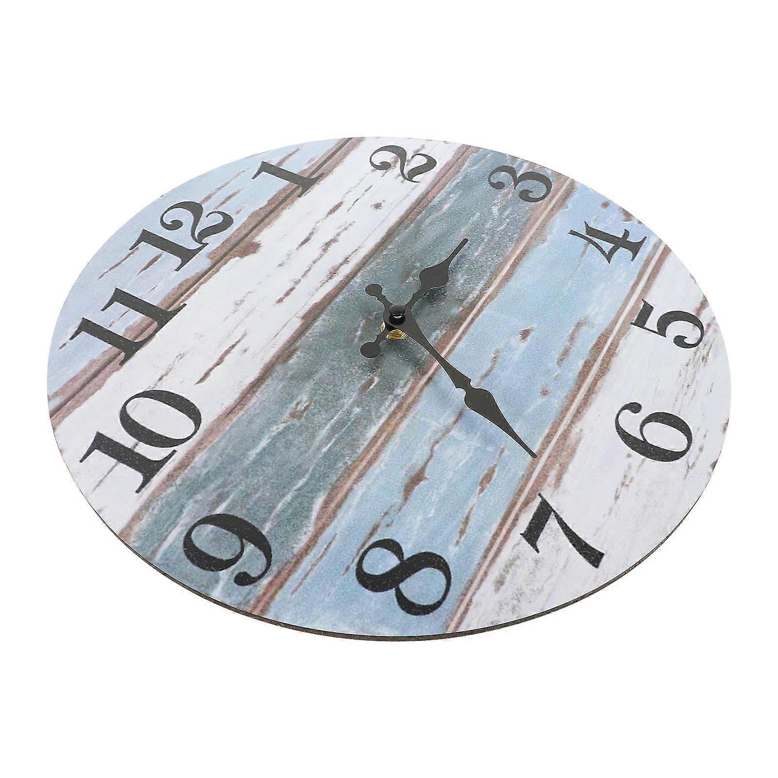Vintage Round Wall Clock with Moon Sun Patterns for Home Decor Low Noise Light Grey 12 Inch