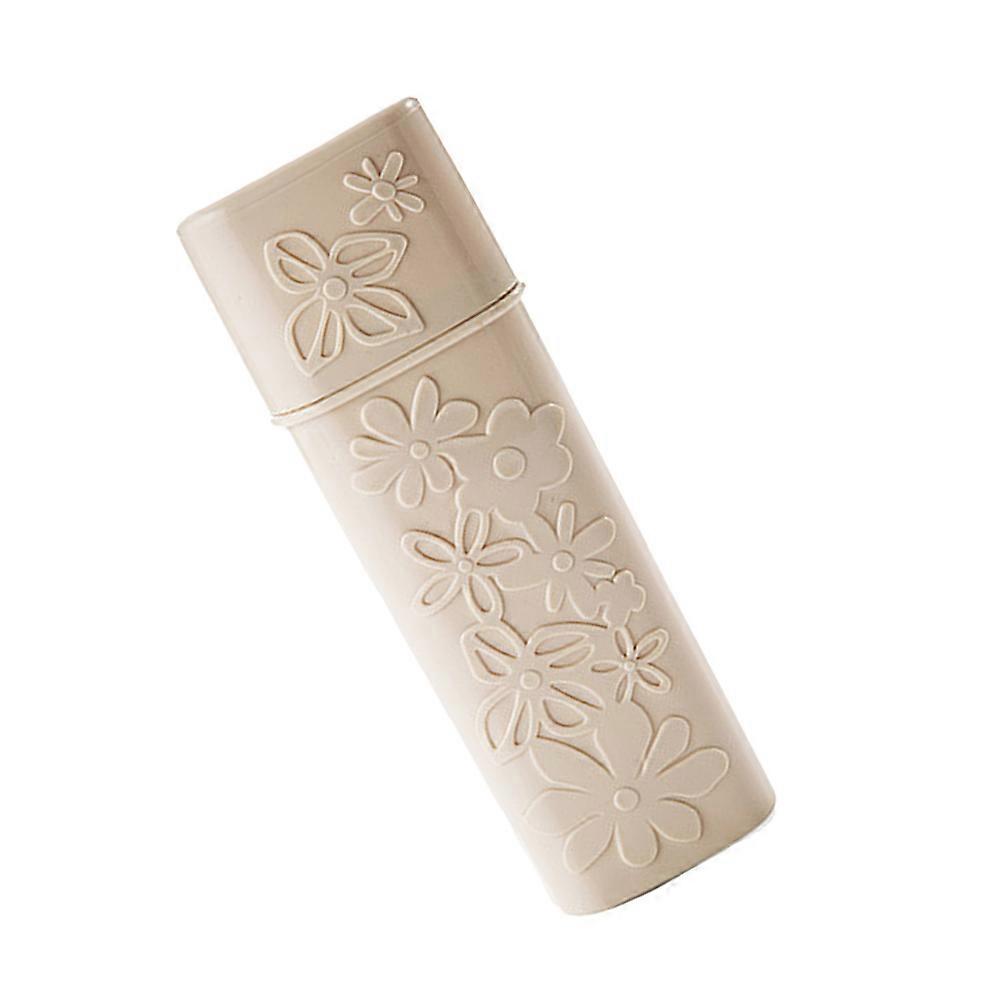 Toothbrush And Paste Case Travel Friendly Toothbrush Case Rectangular Shape Beige 19.5x6x2.3cm 1Pack