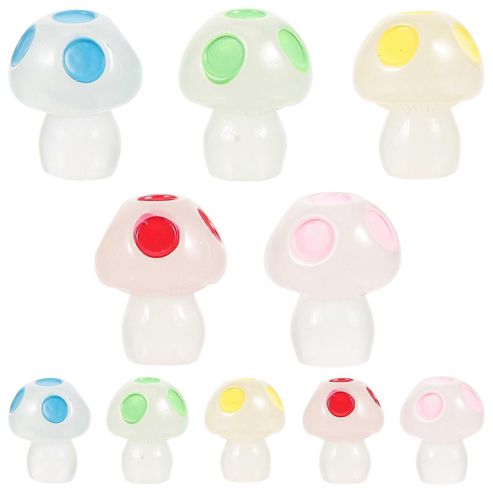 Assorted Color Mini Resin Mushrooms for Decor Safe Durable with Excellent Texture 10Pcs