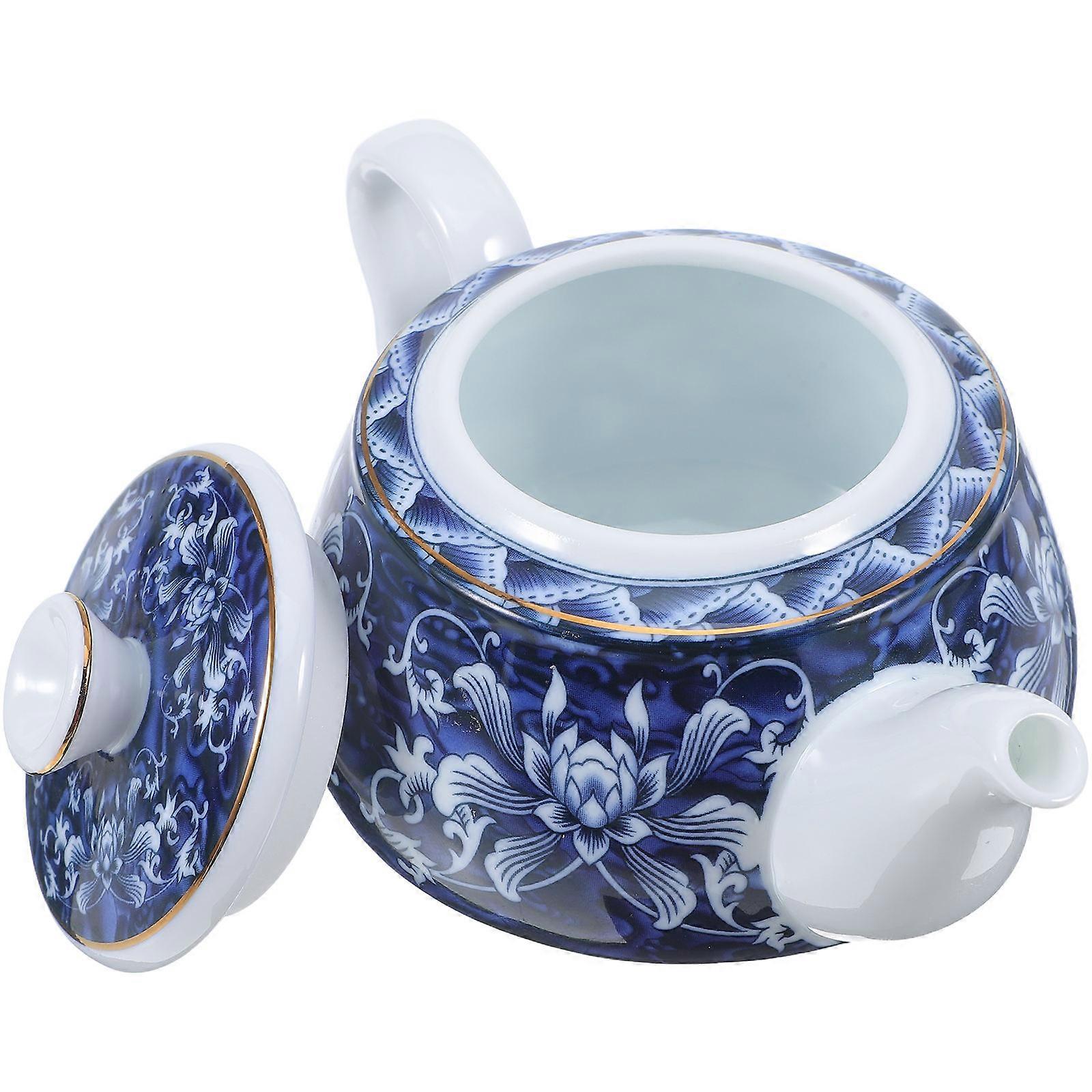 Bouilloire à thé en porcelaine Bouilloire à thé vintage Manuel de filtration du thé Contour d’or Processus 1Pcs
