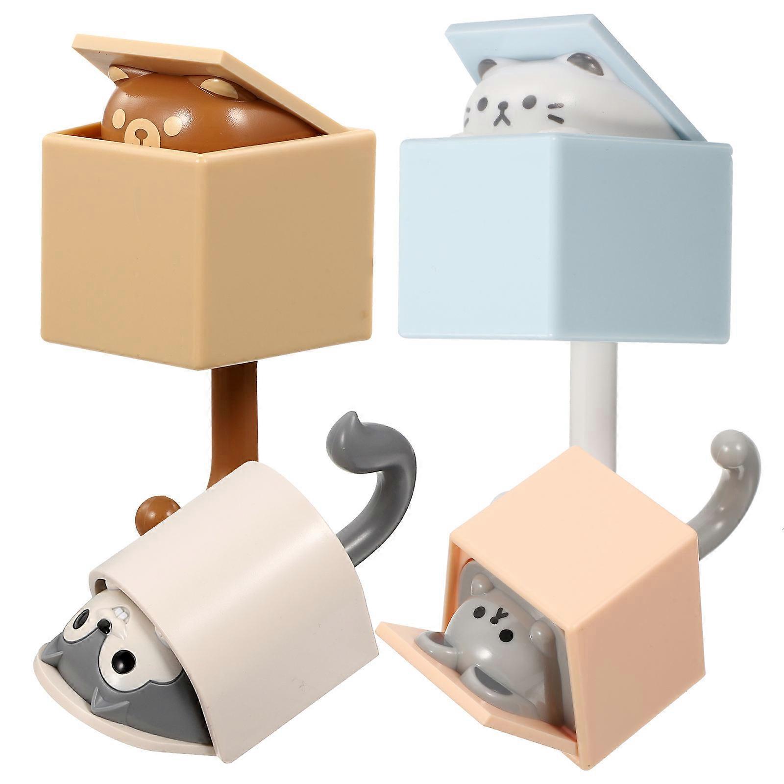 Cute Animal Wall Hooks in Assorted Colors for Storage Made of ABS 4 Pcs Cartoon Wall Hooks for