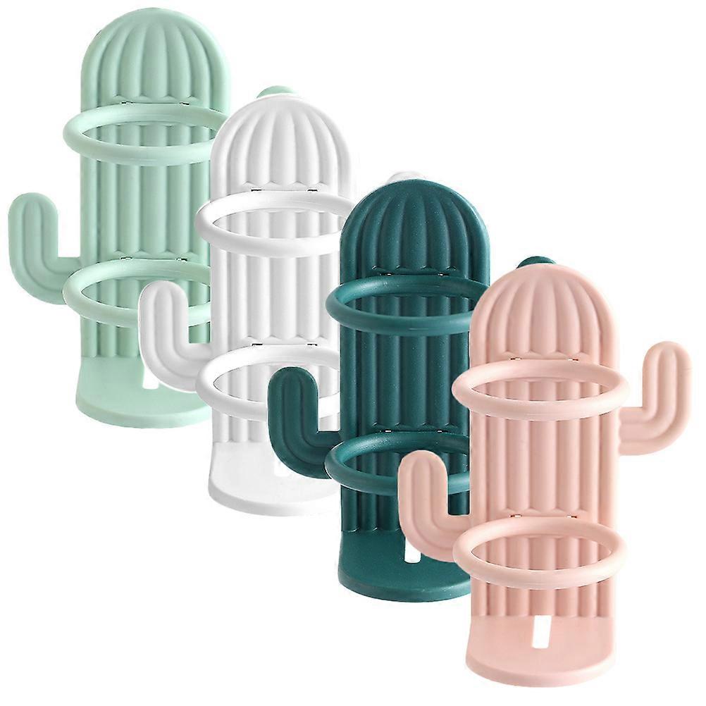 電動歯ブラシホルダー収納バスルームアクセサリー日常使用サボテン形状壁掛けピンク排水4個