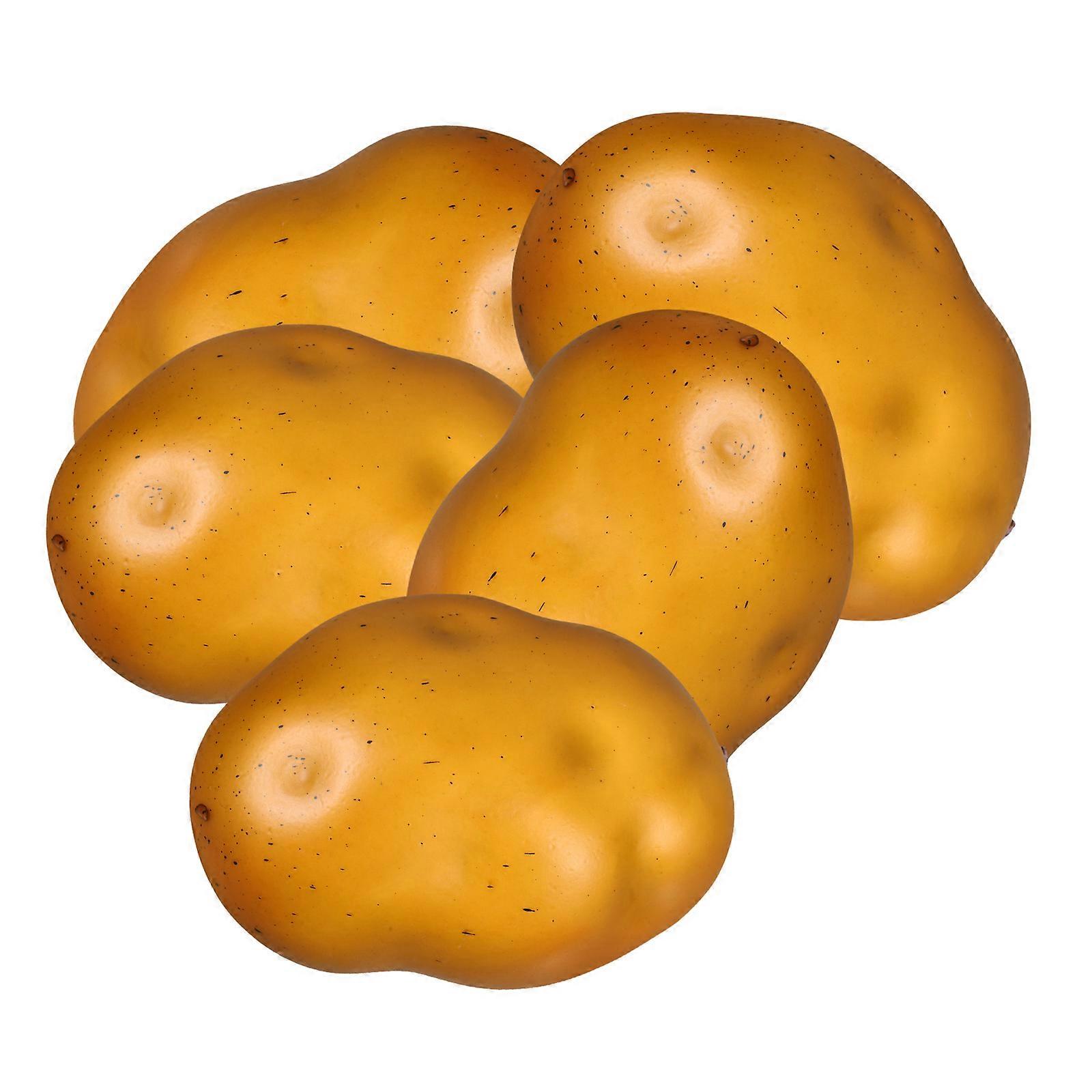 5pcs Realistic Foam Potato Models Lightweight Decorative Vegetables for Kitchen Home Decor Photography Teaching