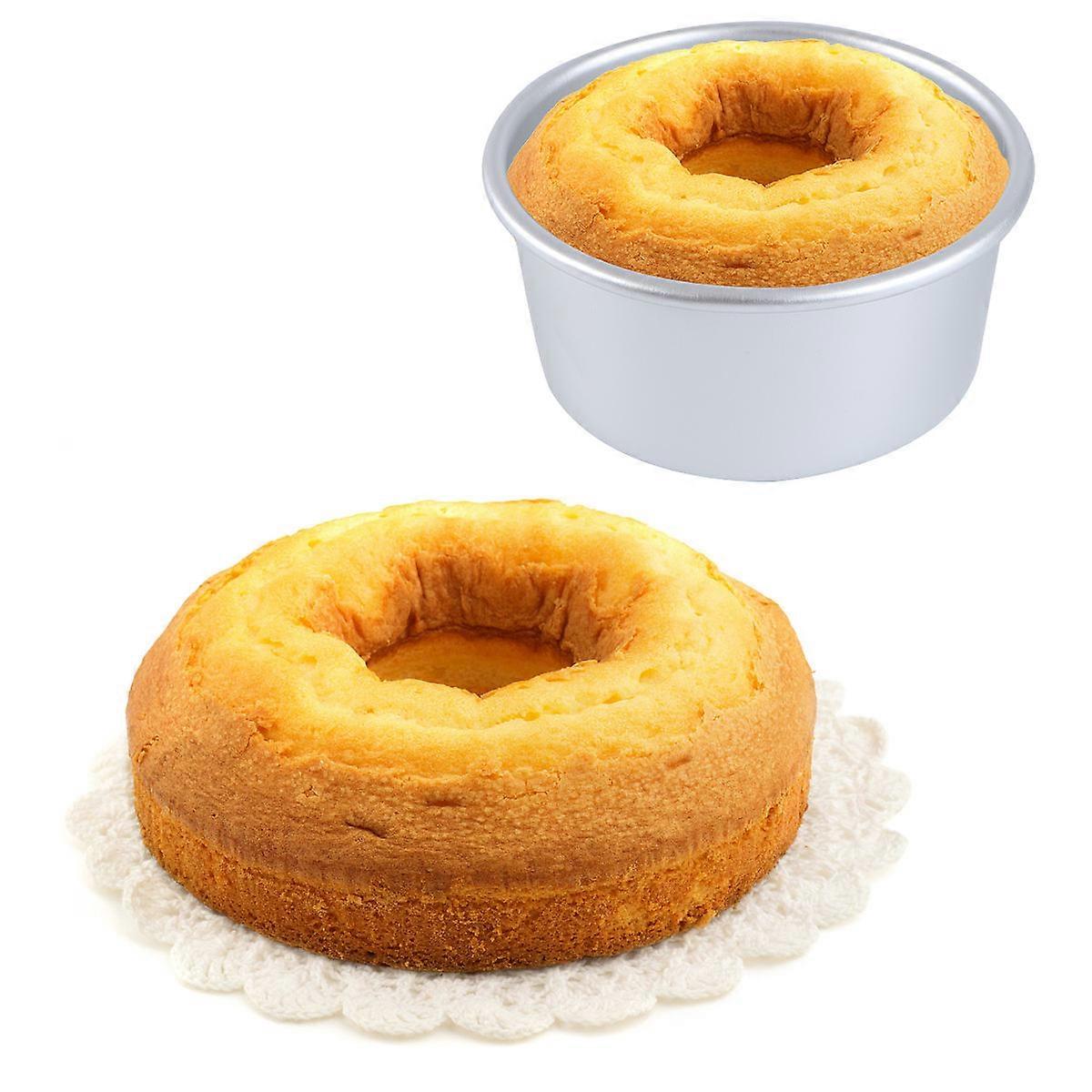 2pcs Aluminum Round Bottom Cake Mold Anodized Removable Pie Pan Mini Baking Tray Bakeware Dish Base Cake Tools (Silver)