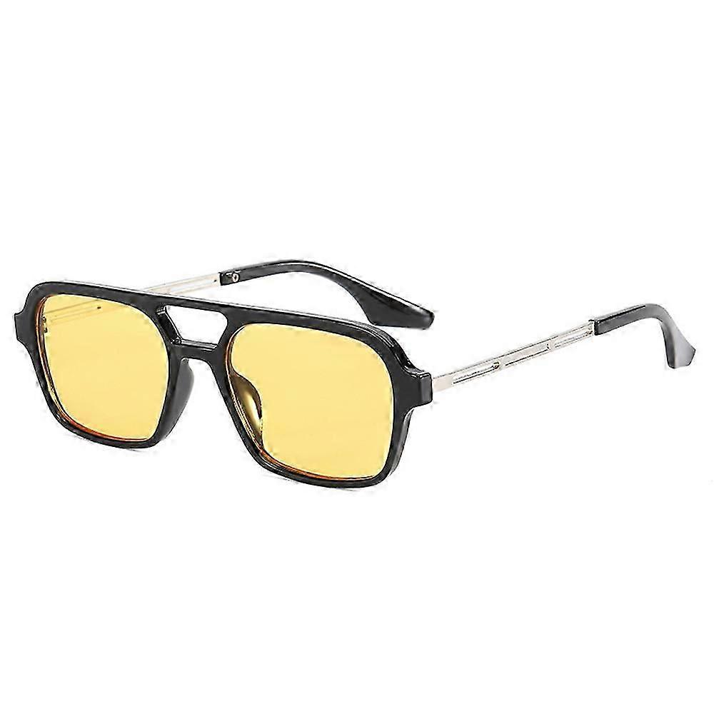 Óculos de sol ocos de feixe duplo simples moda retro óculos de sol quadrados, feitos de PC