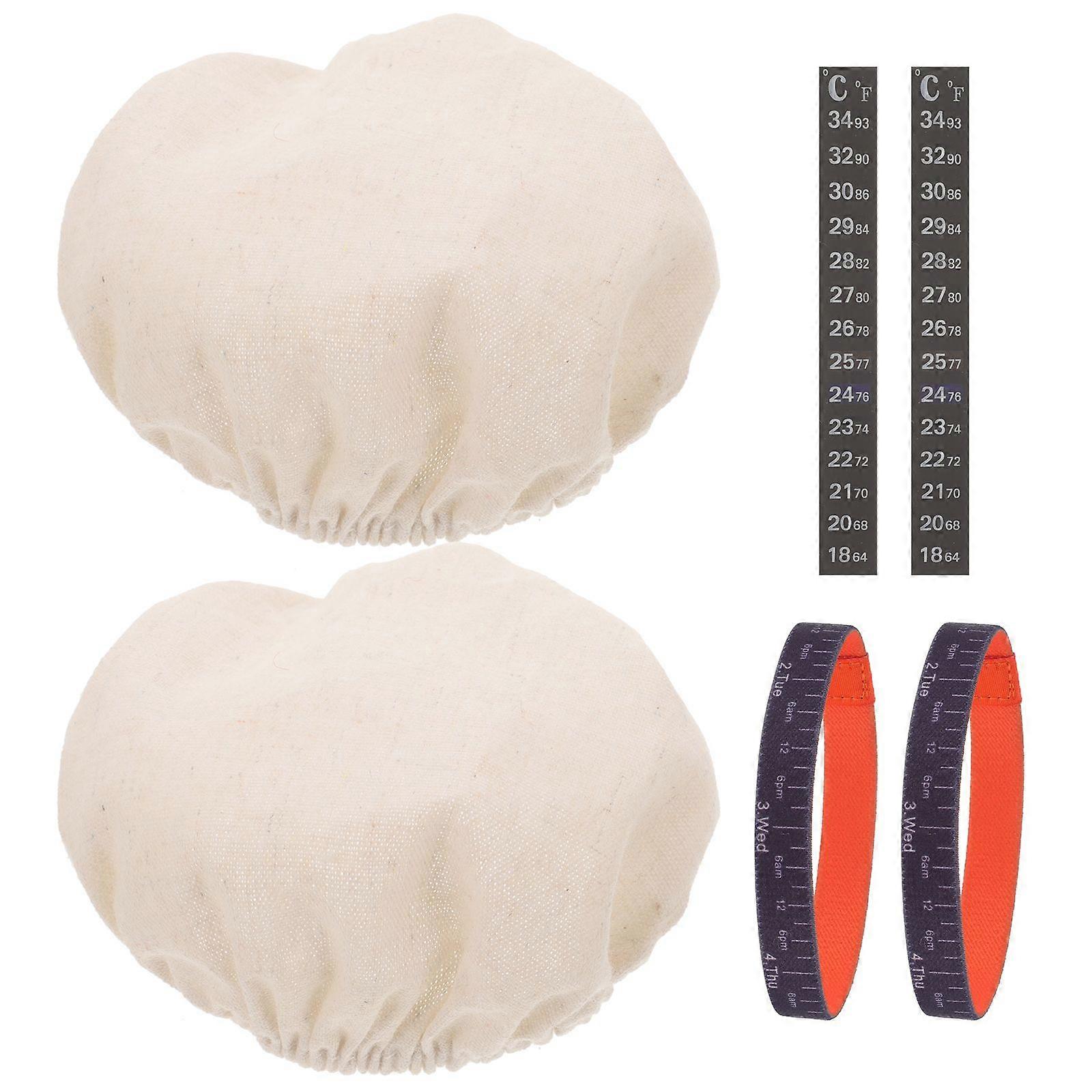 1 Satz Sauerteig-Starterglas Zubehör-Kit Stoffabdeckung Thermometerstreifen Datumsband