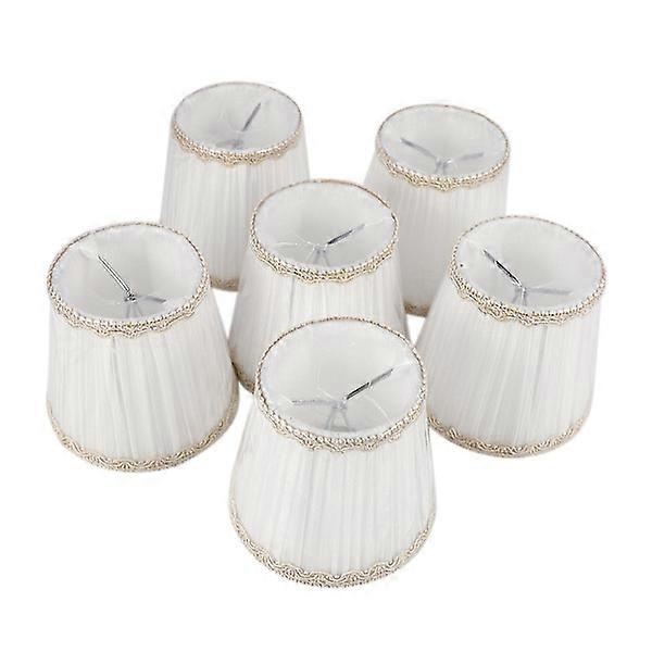 Kronleuchterschirme, nur Kerze, Clip-on-Lampenschirme, 6er-Set, weiß