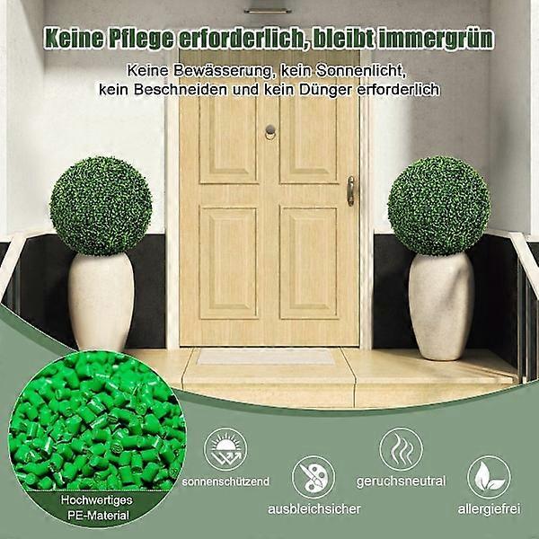 Set di 2 palline di bosso, resistente ai raggi UV, pianta artificiale, verde scuro