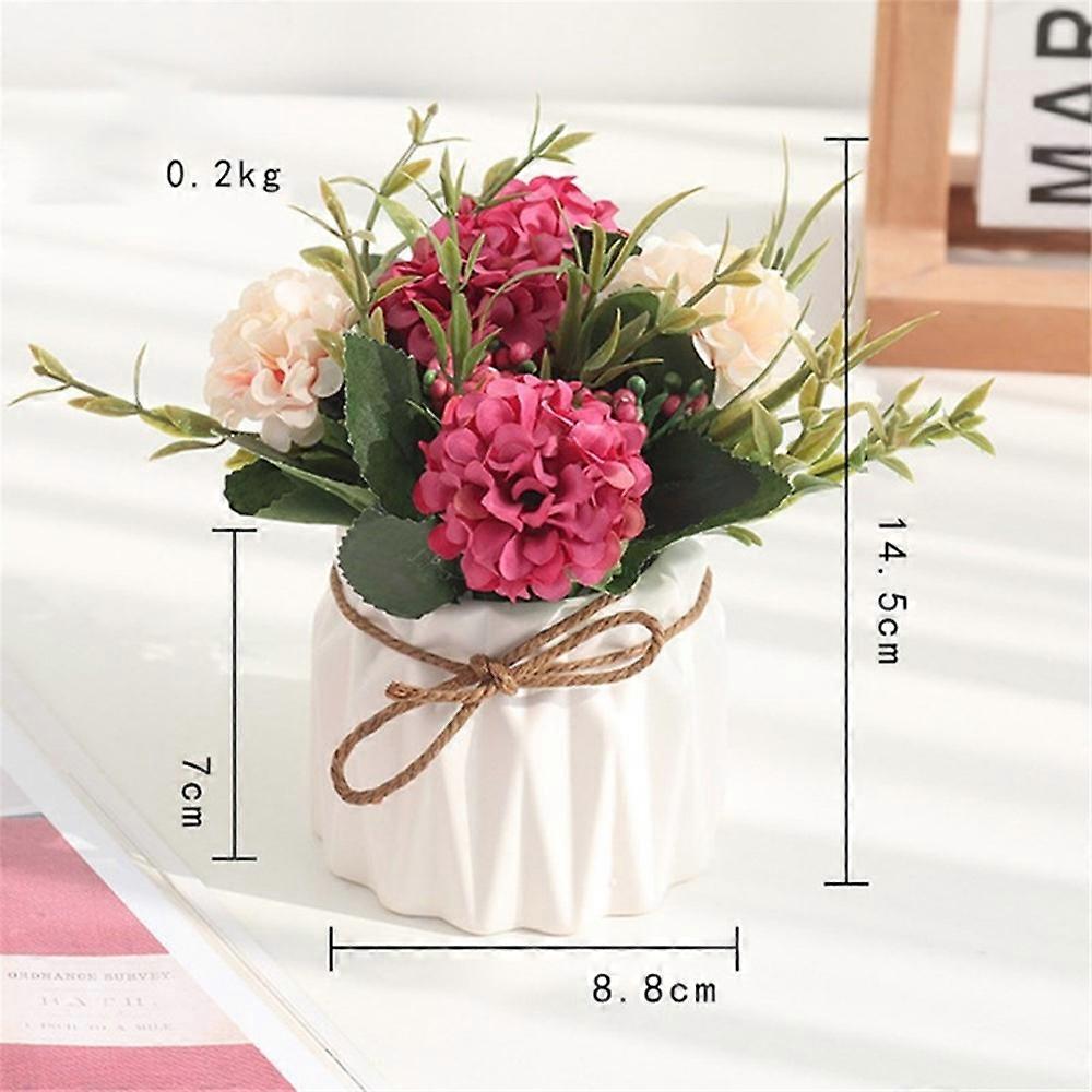 Artificial Flower and Ceramic Vase Set Simulation Flower Pot Plant Potted Home Decoration