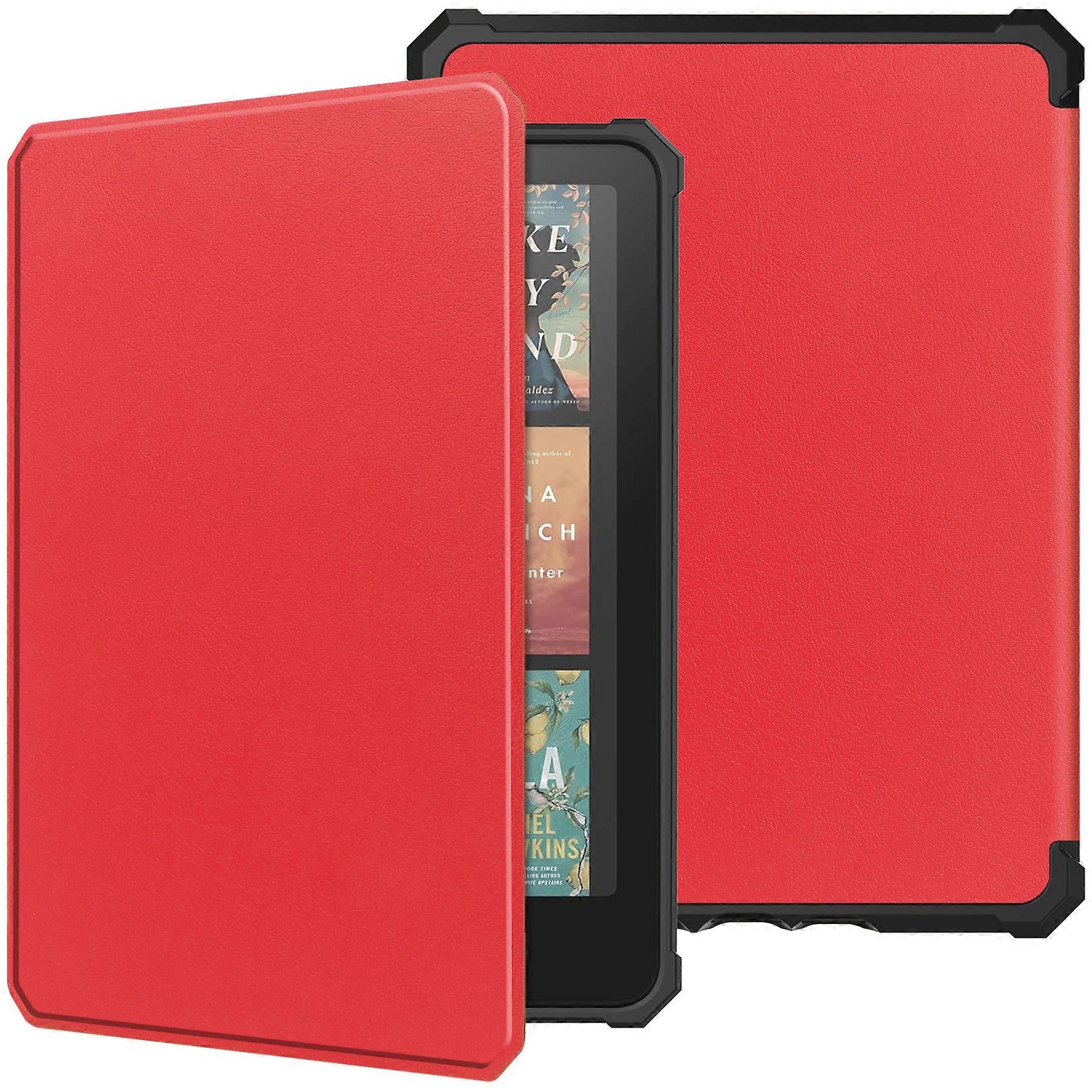 Für Amazon Kindle Colorsoft Kindle Paperwhite (2024) Hülle PU-Leder + TPU E-Reader Hülle Auto Wake Sleep Rot