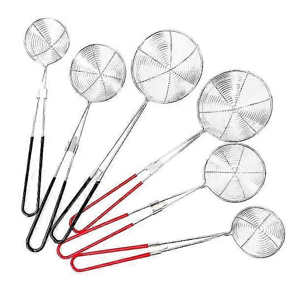 Hot Pot Silicone Spoon Spider Strainer for Kitchen, 6-pack Blackred