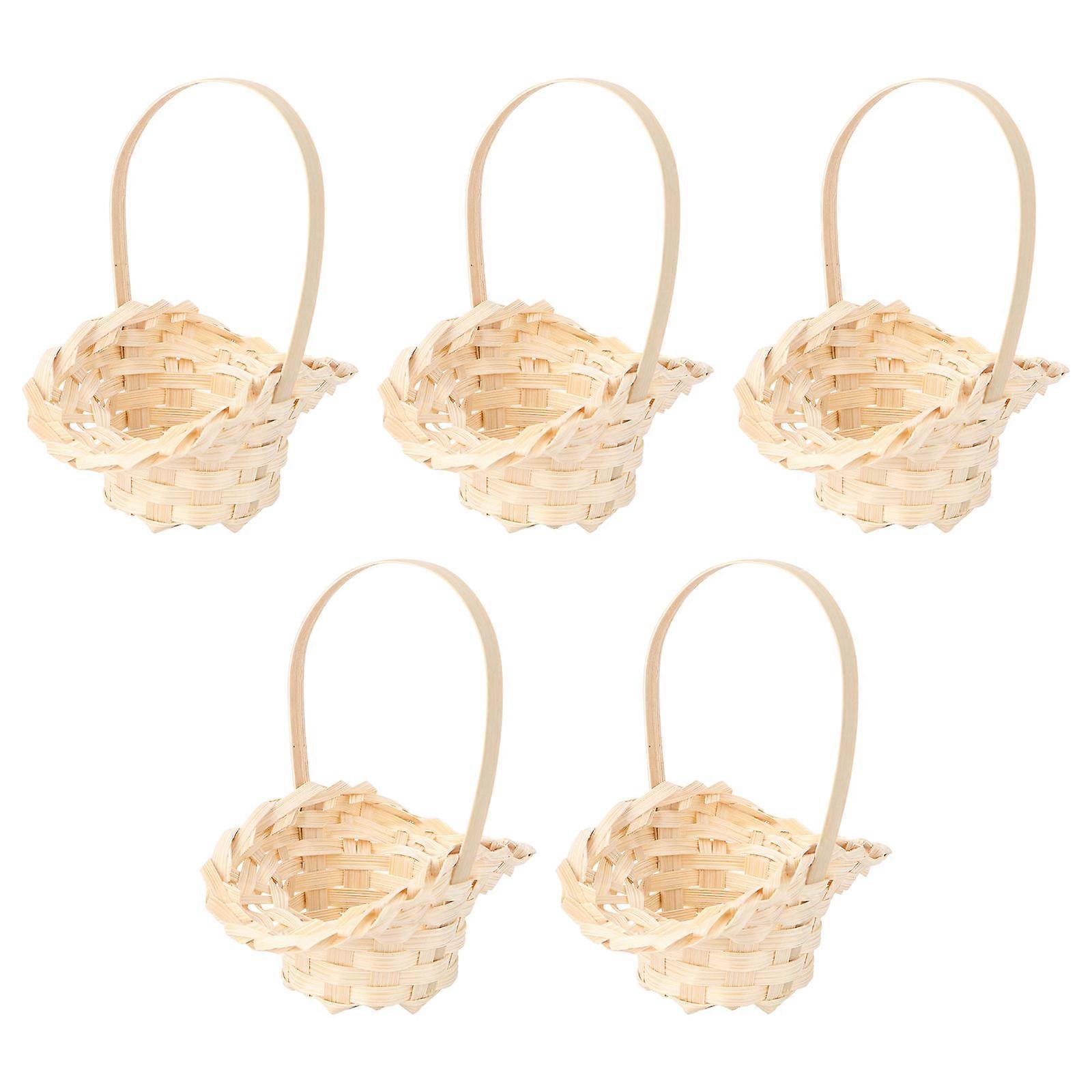 Practical Storage Baskets for Dried Fruits and Flowers Handwoven Khaki Baskets Set of 5