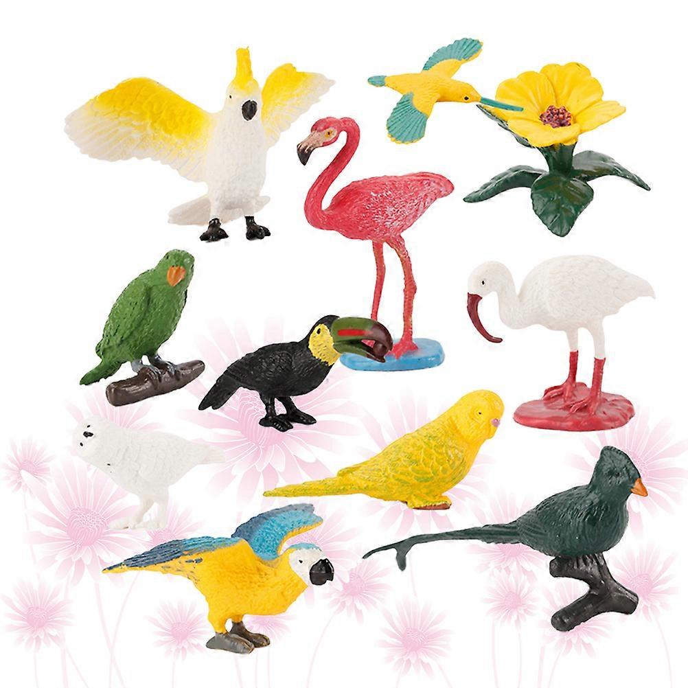 10pcs Mini Bird Models, Solid Simulation Animal Figures for Parrot Flamingo Science Teaching Decoration, Enhances Imagination & Color Recognition,