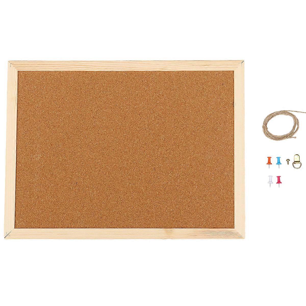 Wooden Bulletin Board with Rope and Thumbtacks – Practical Cork Notice Board for Home Office Wall Hanging and Photo Display
