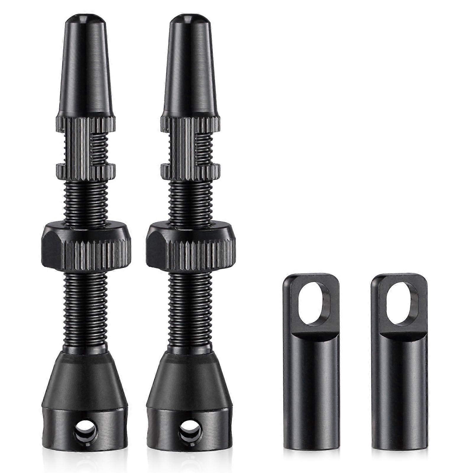 Tubeless Value Stem 60mm Ahead Stem Set With Integrated Valve-Core Remover Tool And Black Valve Caps