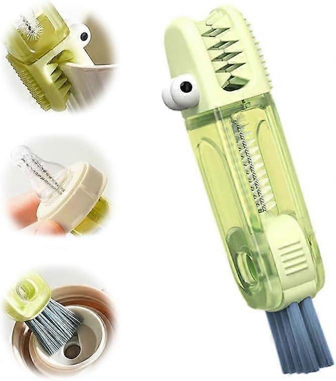 3 in 1 Cup Lid Cleaning Brush, Multifunctional Crevice Portable Cup Lid Cleaning Brush for Bottle Gap Tight Spaces Cup, Green