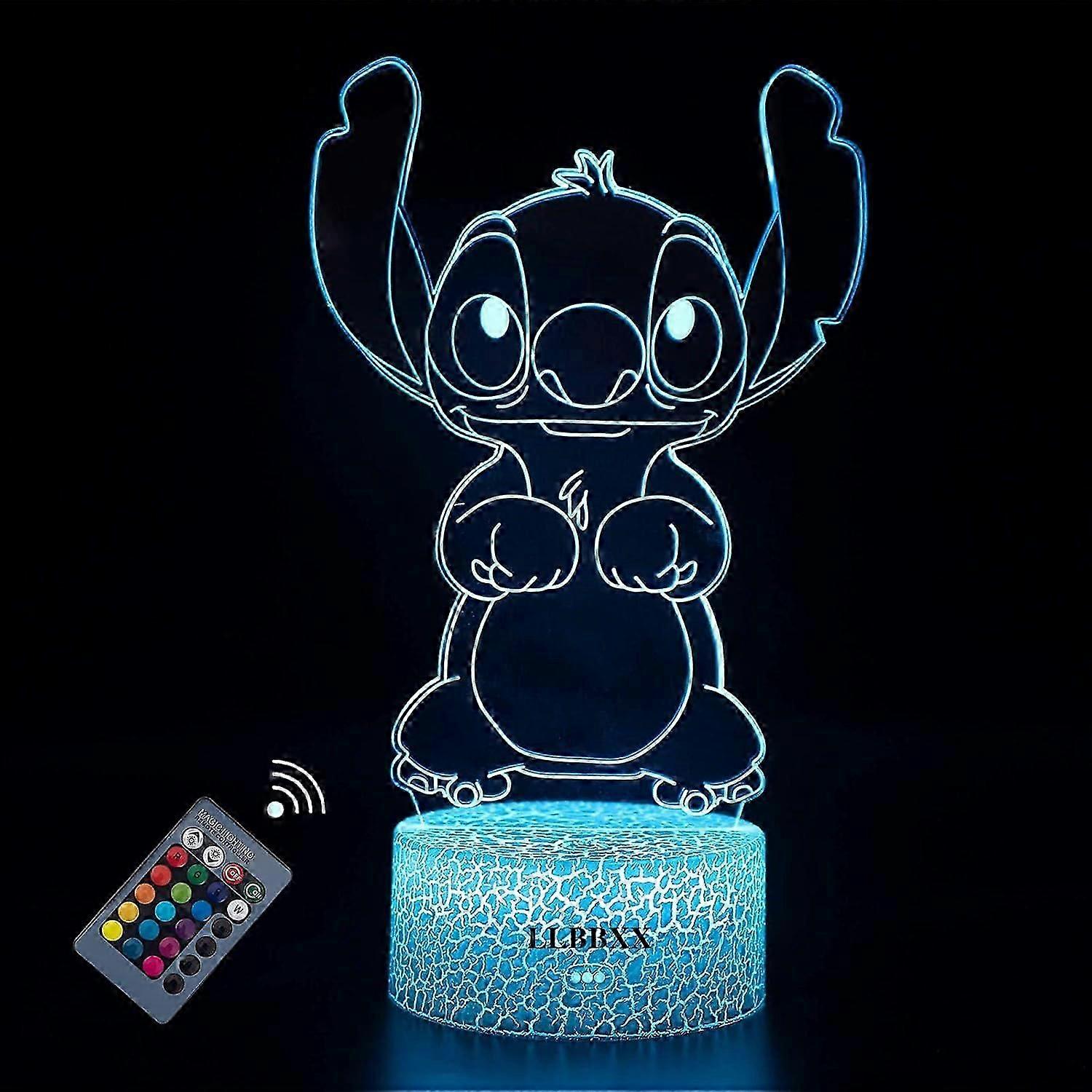 Lilo Stitch 3d Night Lights Gifts Party Supplies Plush Kawaii For Boys Kids Lamp Lights Xmas Gifts 16 Color Remote Control Marvel Lamp For Bar Bedroom