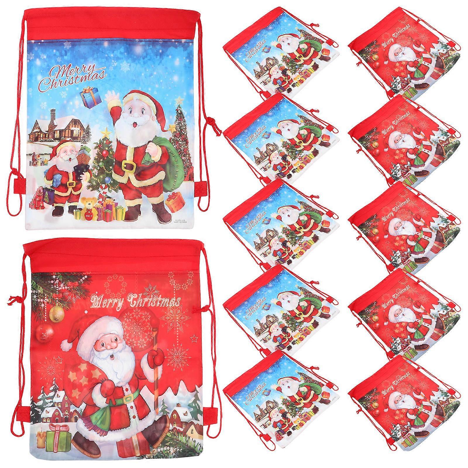 Drawstring Toy Storage Bag Assorted Color For Christmas Party Gifts Storage 12 Pcs