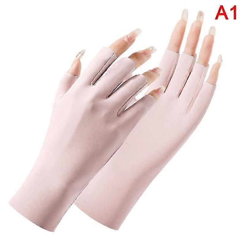 Καλοκαίρι Ice Silk Half Fingers Γάντια Γυναίκες Αναπνεύσιμα λεπτά γάντια χωρίς δάχτυλα