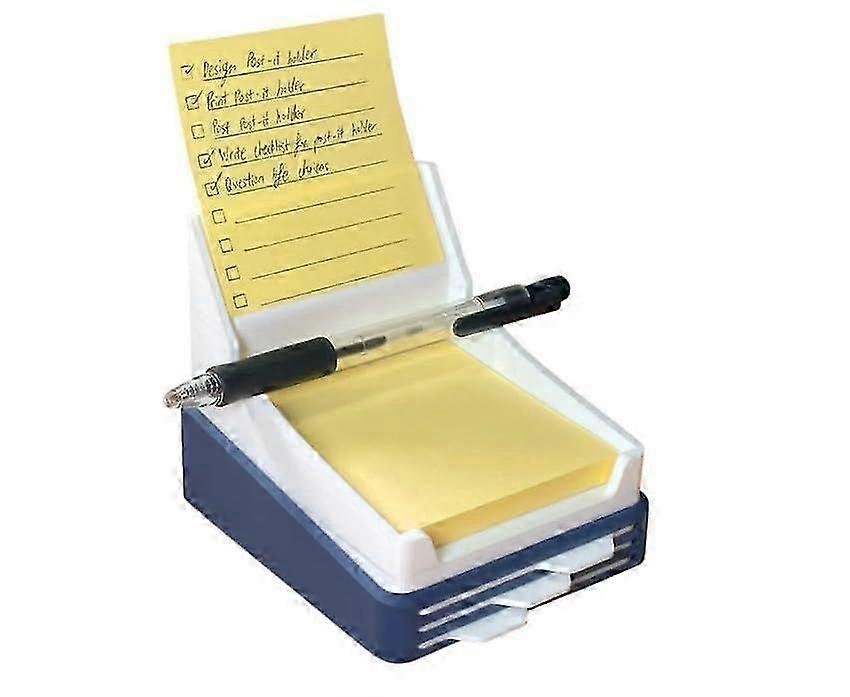 Sticky Note Holder with Pen Slot and Display Includes 3 Reusable Stencils | 3D Printed Organizer for