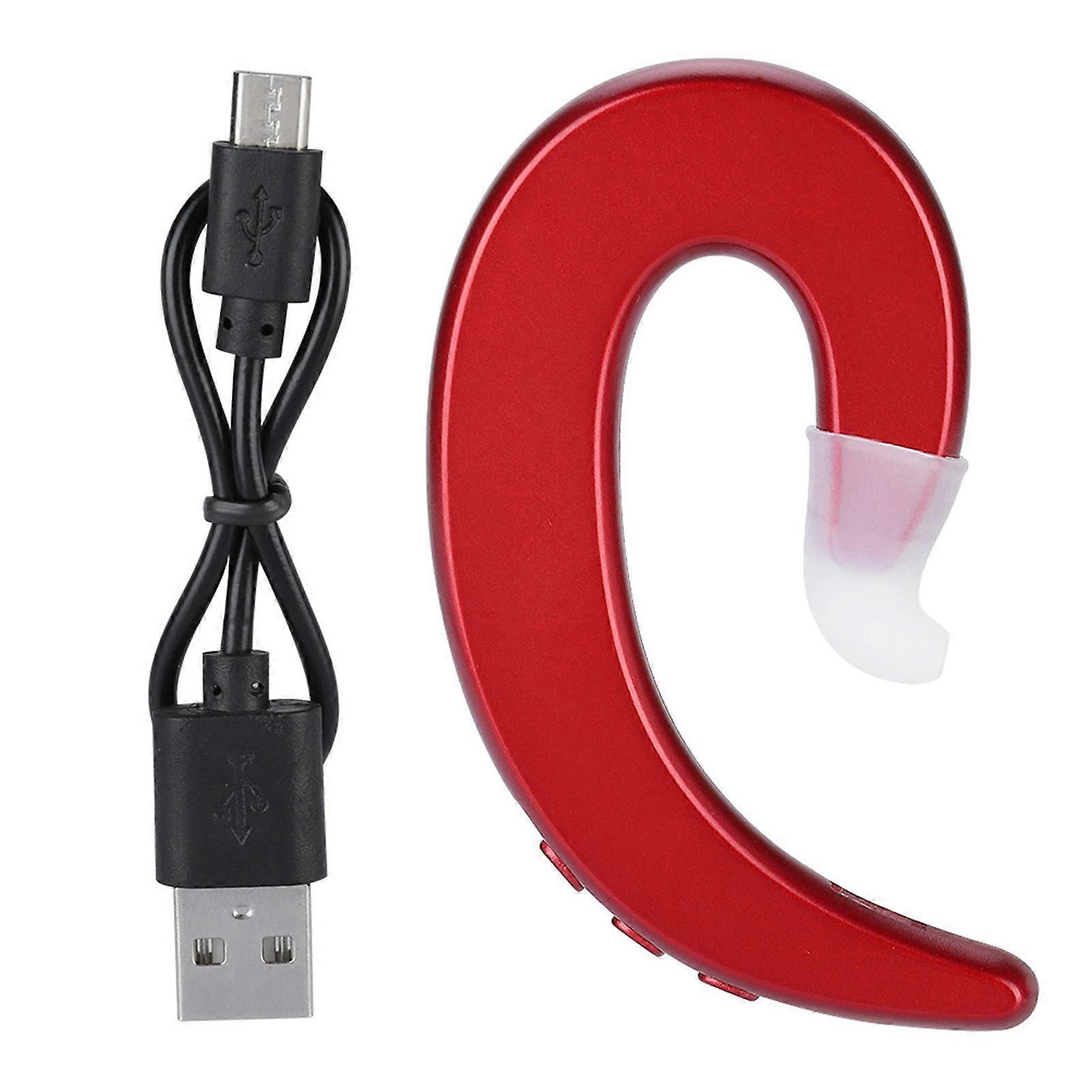 Hands Free Ear Hook Bluetooth Headphone Wireless Painless Bone Conduction Earphone Headset(Red)