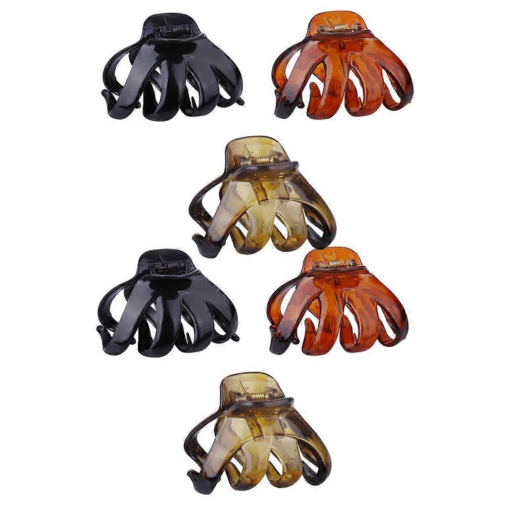 6PCS Octopus Hair Claw Clips, Durable Plastic Holders for Thick, Thin, Curly, and Straight Hair – Bright, Black, Green, Tortoiseshell