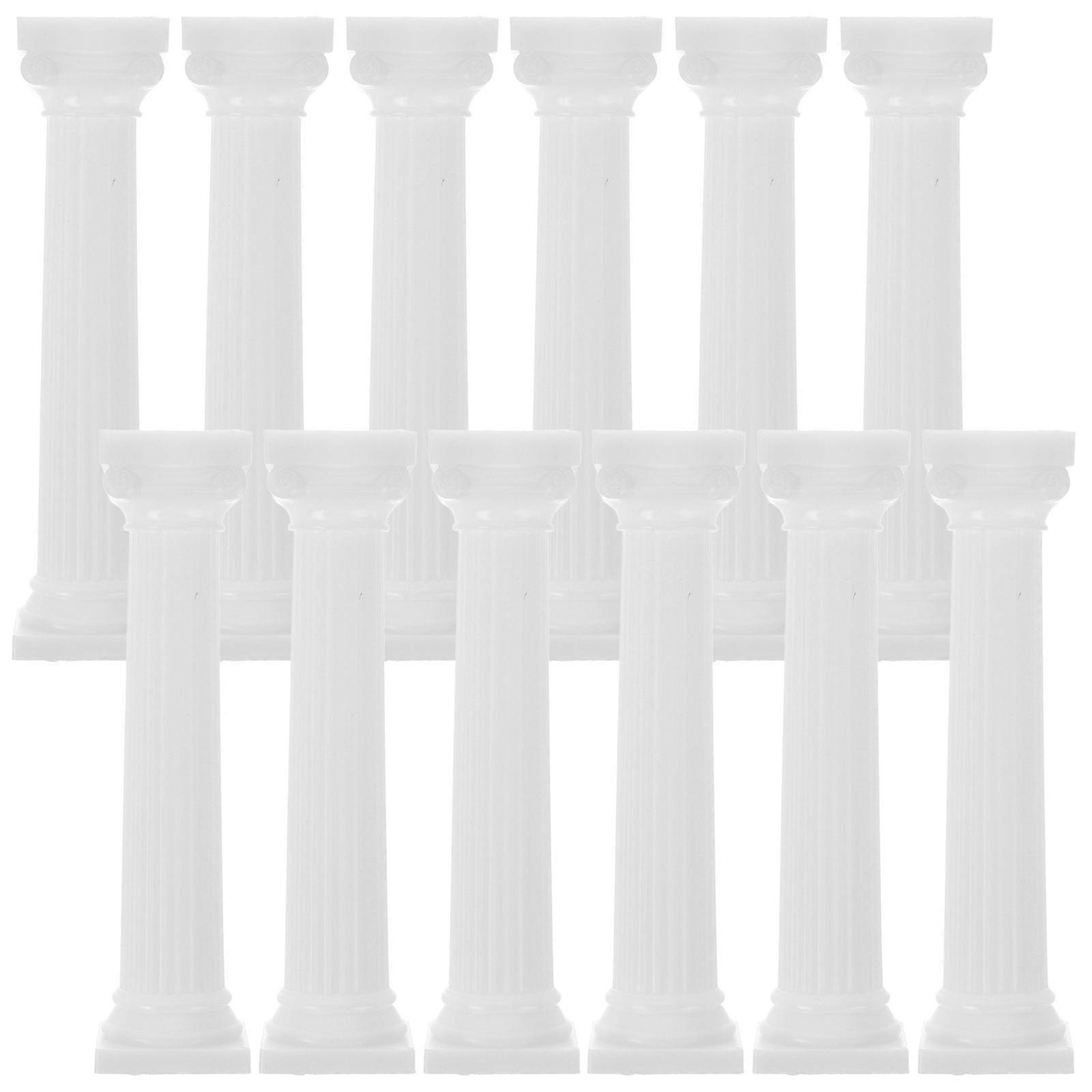 12pcs White Plastic Roman Columns for Decor Use Small and Compact Size Micro Landscape Sand Table