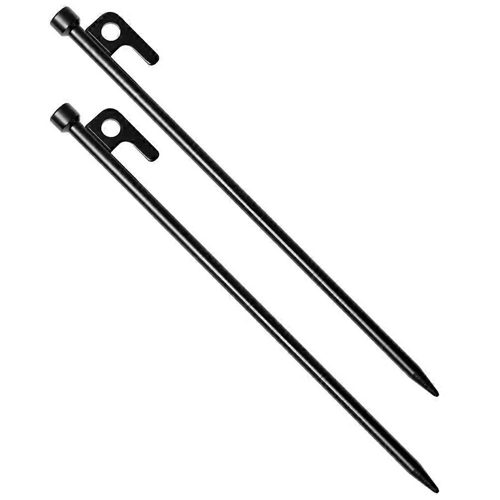 Heavy Duty Tent Stakes Made from Cast Iron for Outdoor Camping with Black Color and Sharp Design 2 Pieces