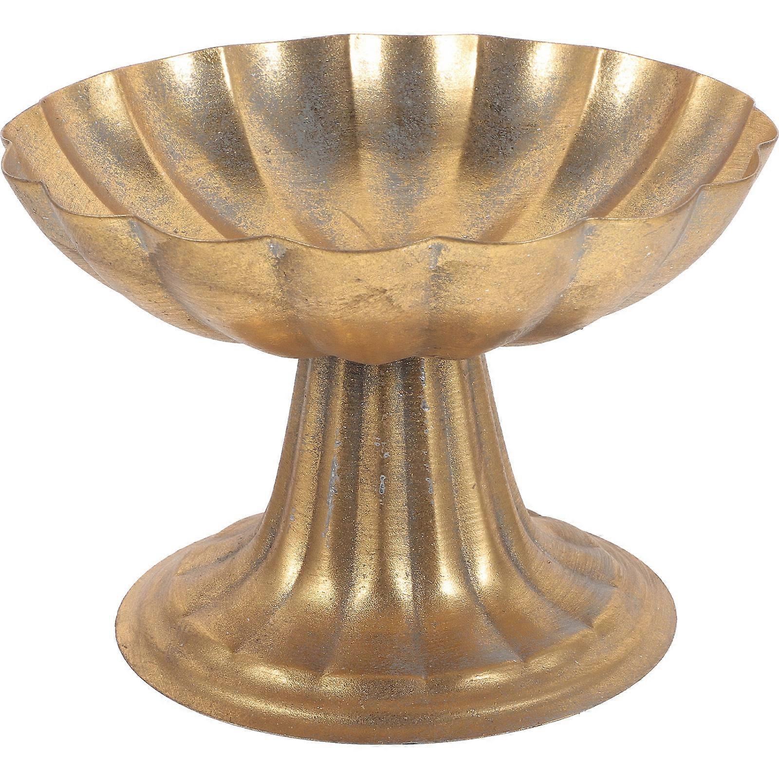 Classical Buddhist Style Fruit Serving Dish Perfect For Buddhist Offerings Available In Golden Color 1Pack