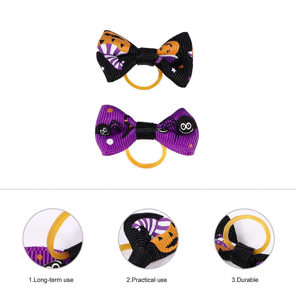 50Pcs Pet Grooming Tools Featuring Bow Knot Hair Rope For Halloween Party With Adjustable Size And Assorted Color