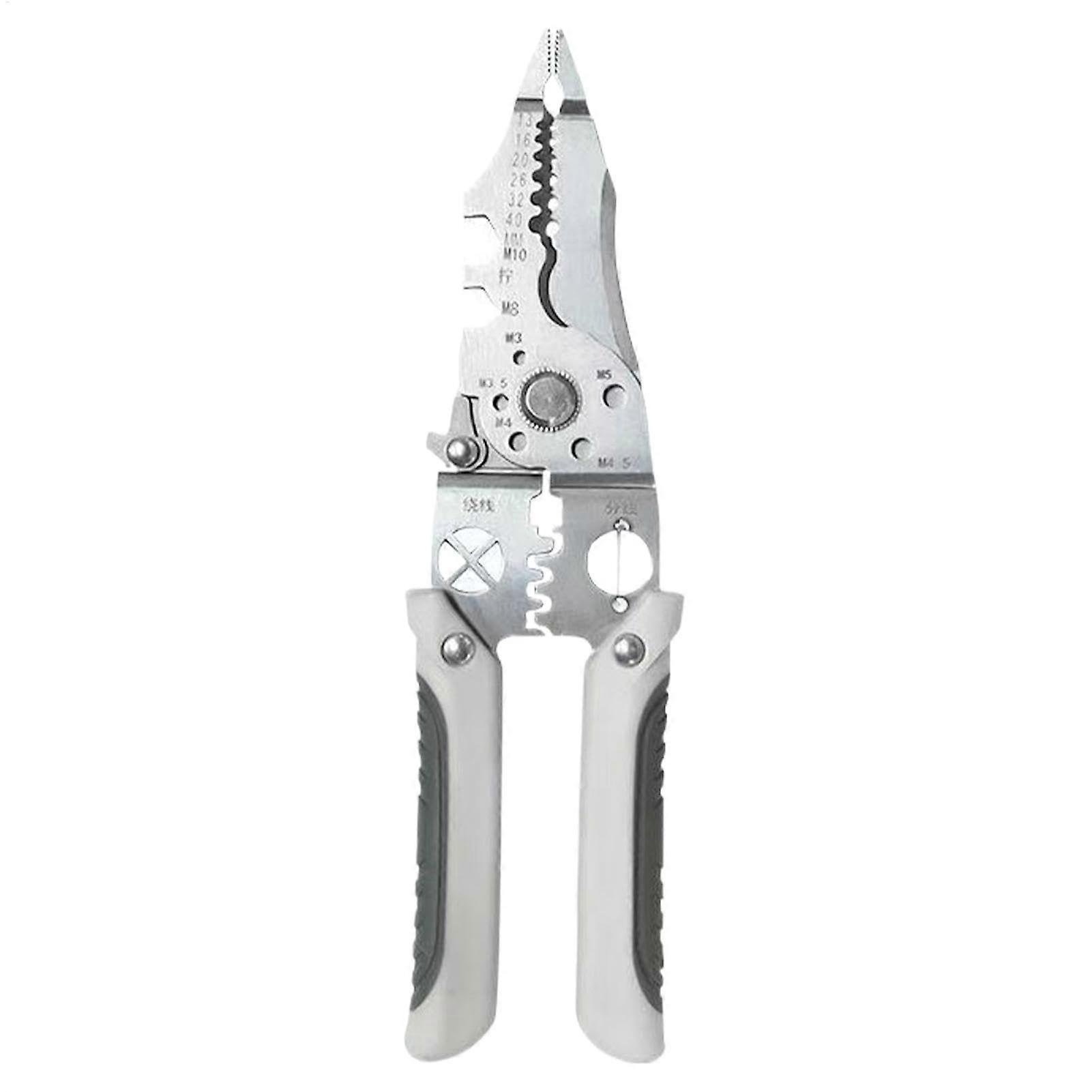 Wire crimper, wire stripping tool, wire stripper crimping tool for cutting, crimping, pulling, winding, splitting, clamping, and screwing wires.