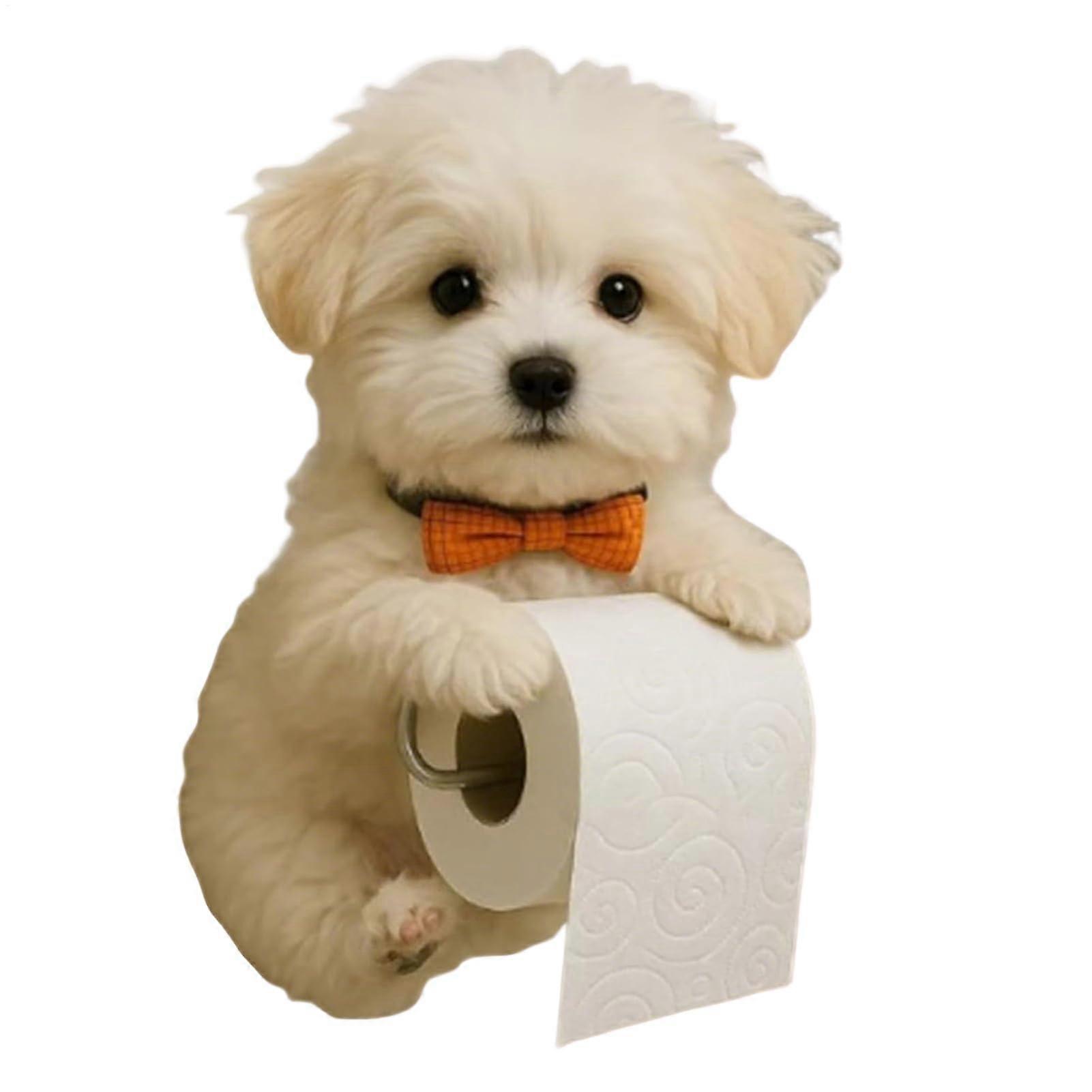 Toilet paper holder, towel storage, dogshaped, creative, spacesaving for small rooms