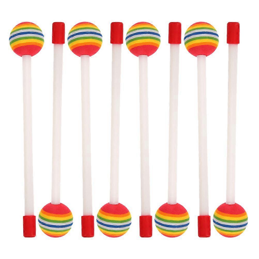 8pcs Lollipop Shape Drumstick Percussion Instrument Accessory Rainbow Color Drum Sticks