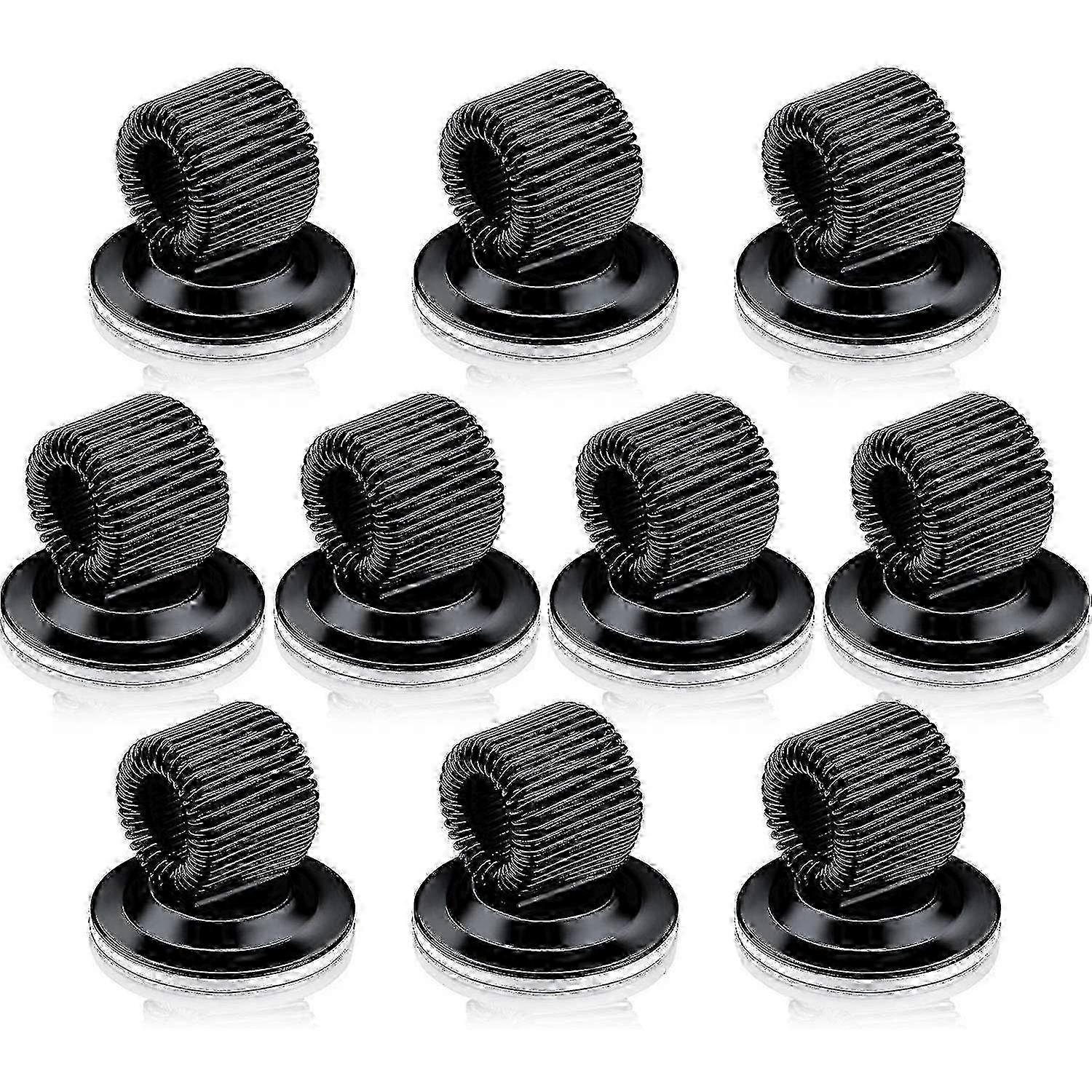 10 Pack Self-Adhesive Steel Pen Clips with Adjustable Spring Loop for Efficient Desk Organizing